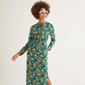 Boden Marina Midi Dress - Forest Cheetah Bloom size 6P
